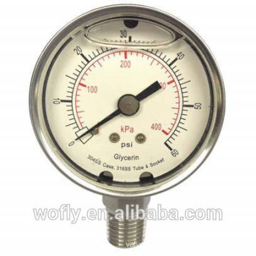 stainless steel liquid filled low pressure gauge